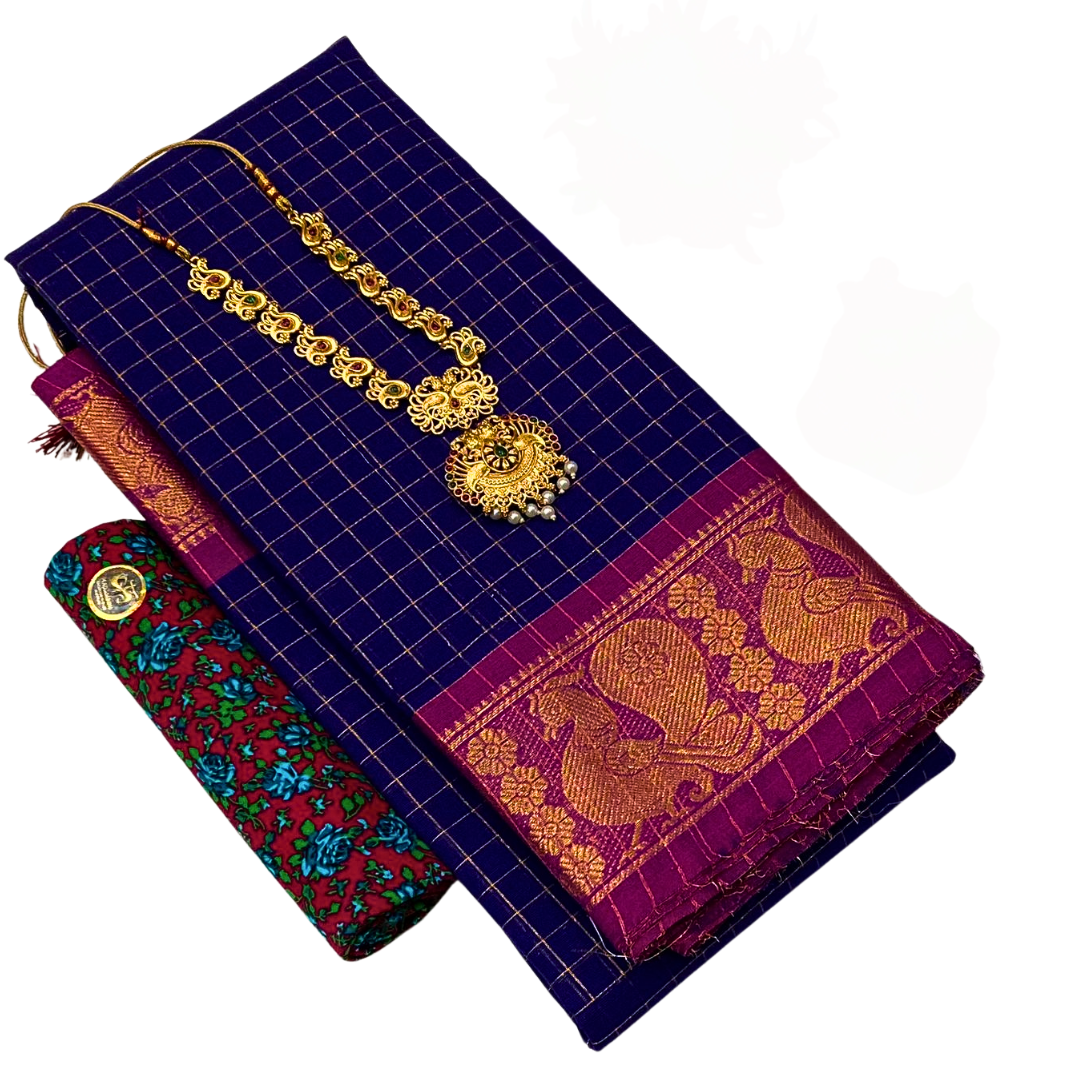 Kanchi  cotton sarees with double border , Free Delivery