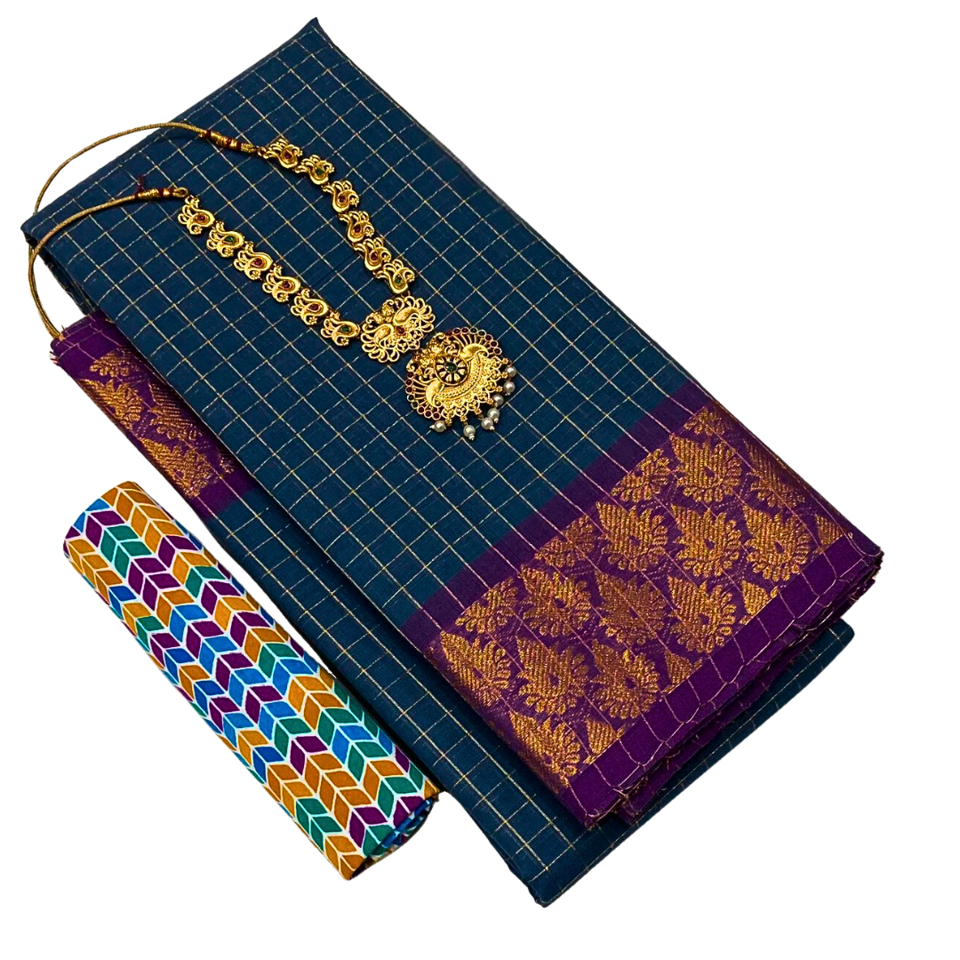 Kanchi  cotton sarees with double border , Free Delivery