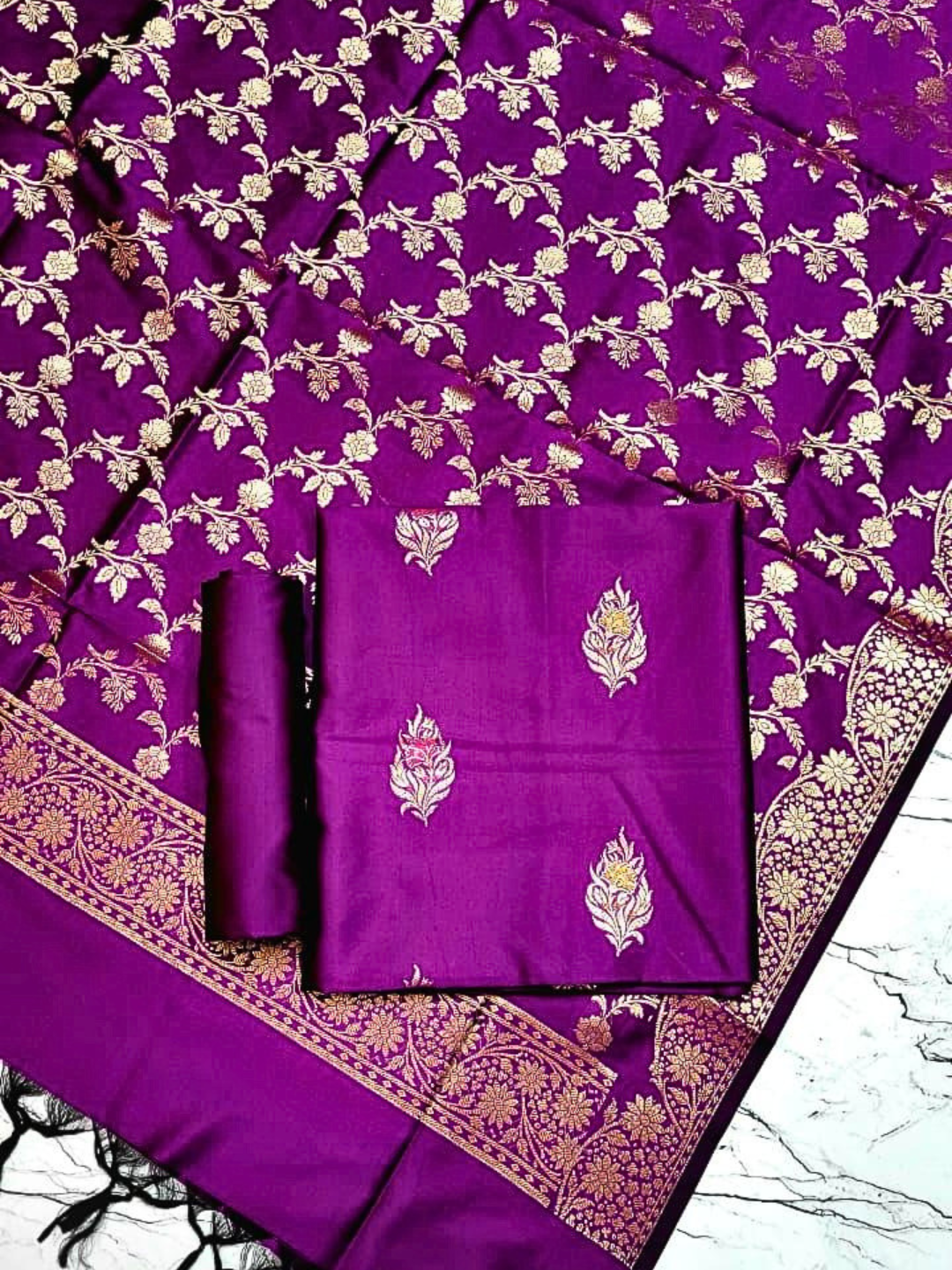 Traditional Banarasi Silk Blend Salwar Suit for Parties