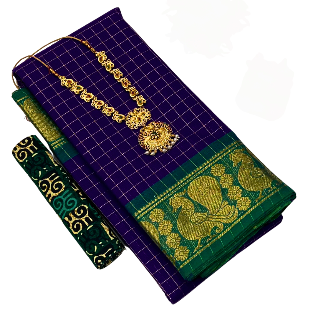 Kanchi  cotton sarees with double border , Free Delivery