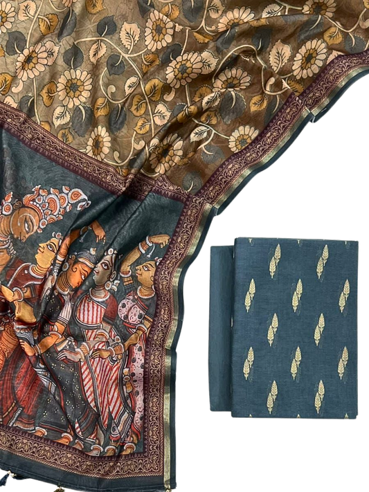 Chanderi Cotton Unstitched Suit with Pichwai Printed Dupatta – Summer Wear