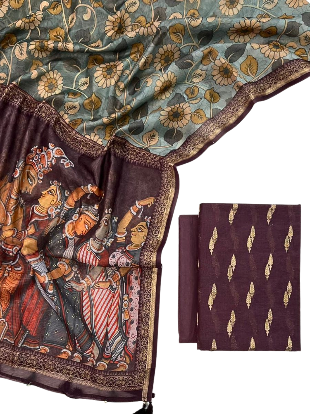 Chanderi Cotton Unstitched Suit with Pichwai Printed Dupatta – Summer Wear