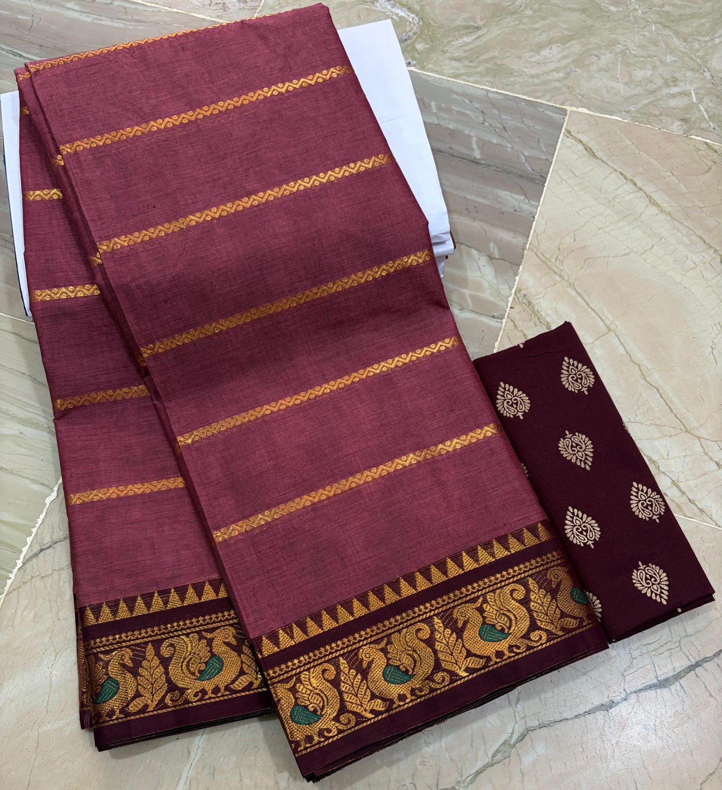 Kanchi  cotton sarees with ganga jamuna border