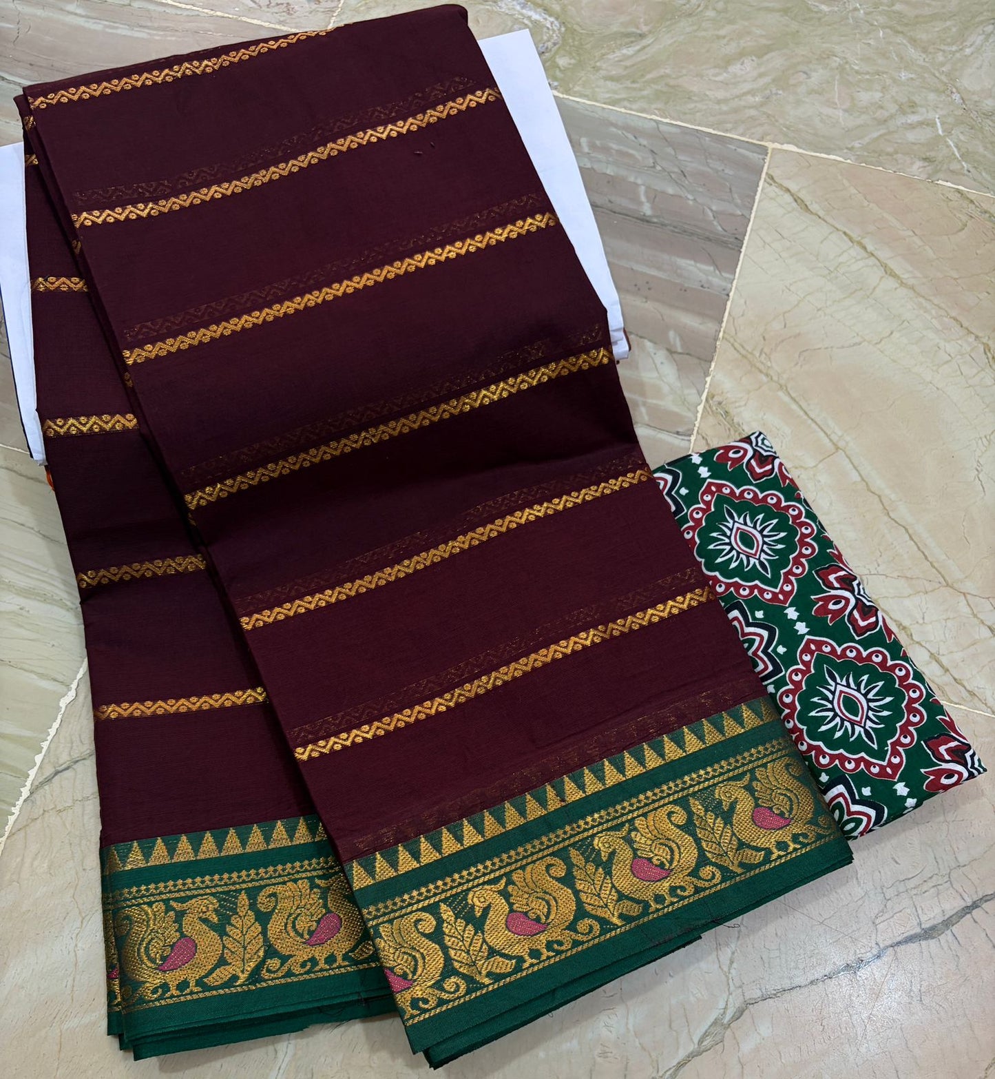 Kanchi  cotton sarees with ganga jamuna border