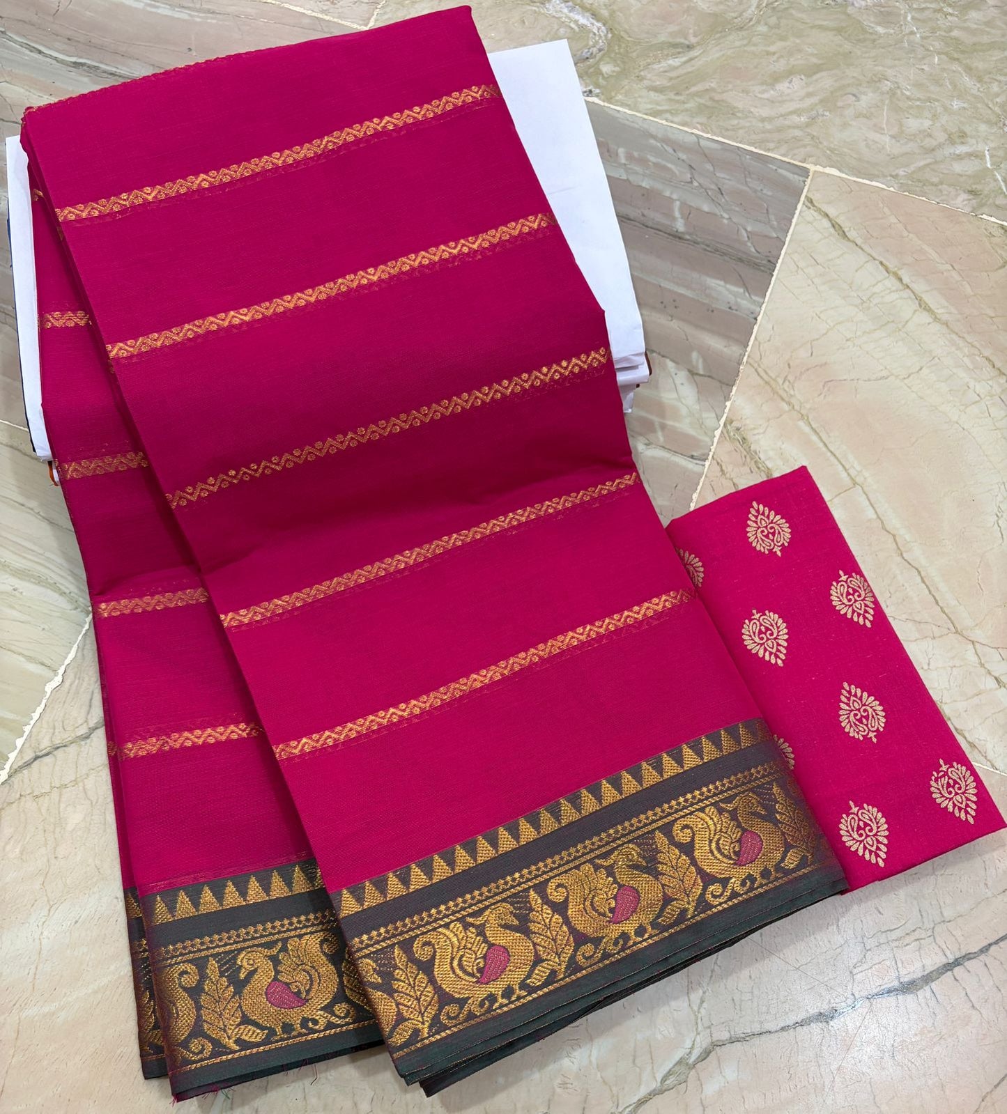 Kanchi  cotton sarees with ganga jamuna border