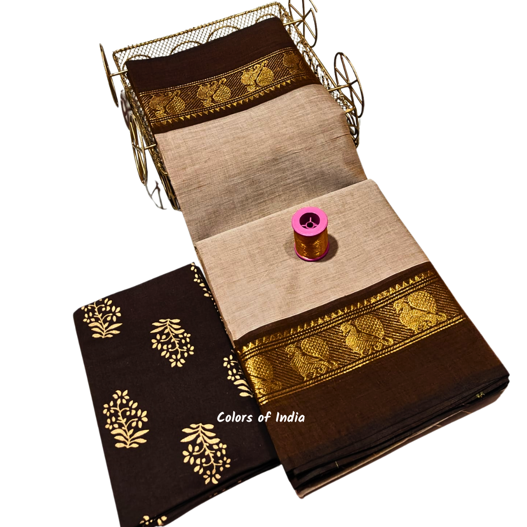 Handloom saree with blouse , Sarees with border , Sarees Cotton , FREE SHIPPING