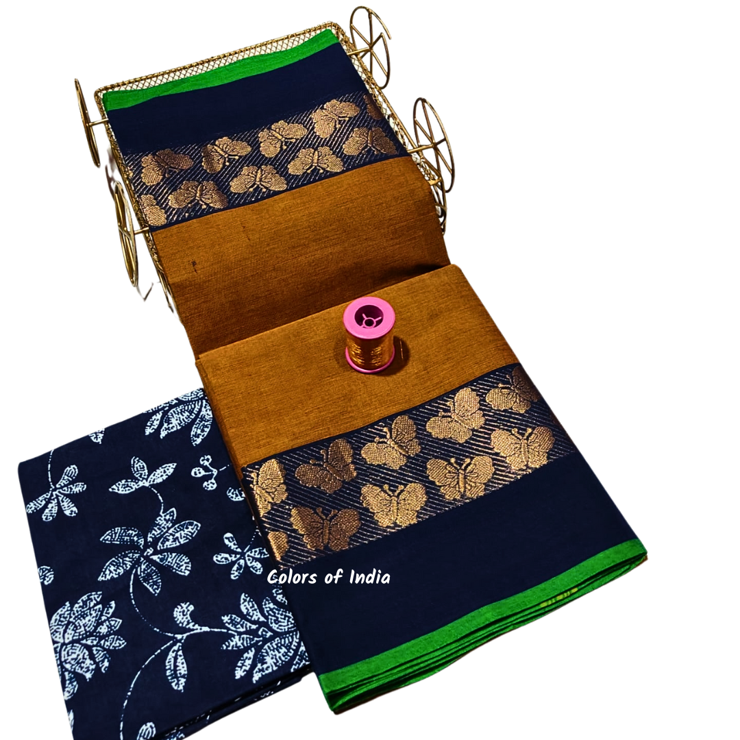 Handloom saree with blouse , Sarees with border , Sarees Cotton , FREE SHIPPING