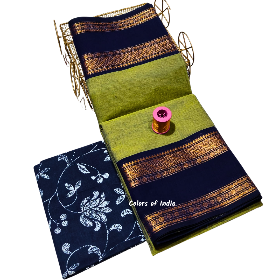 Handloom saree with blouse , Sarees with border , Sarees Cotton , FREE SHIPPING