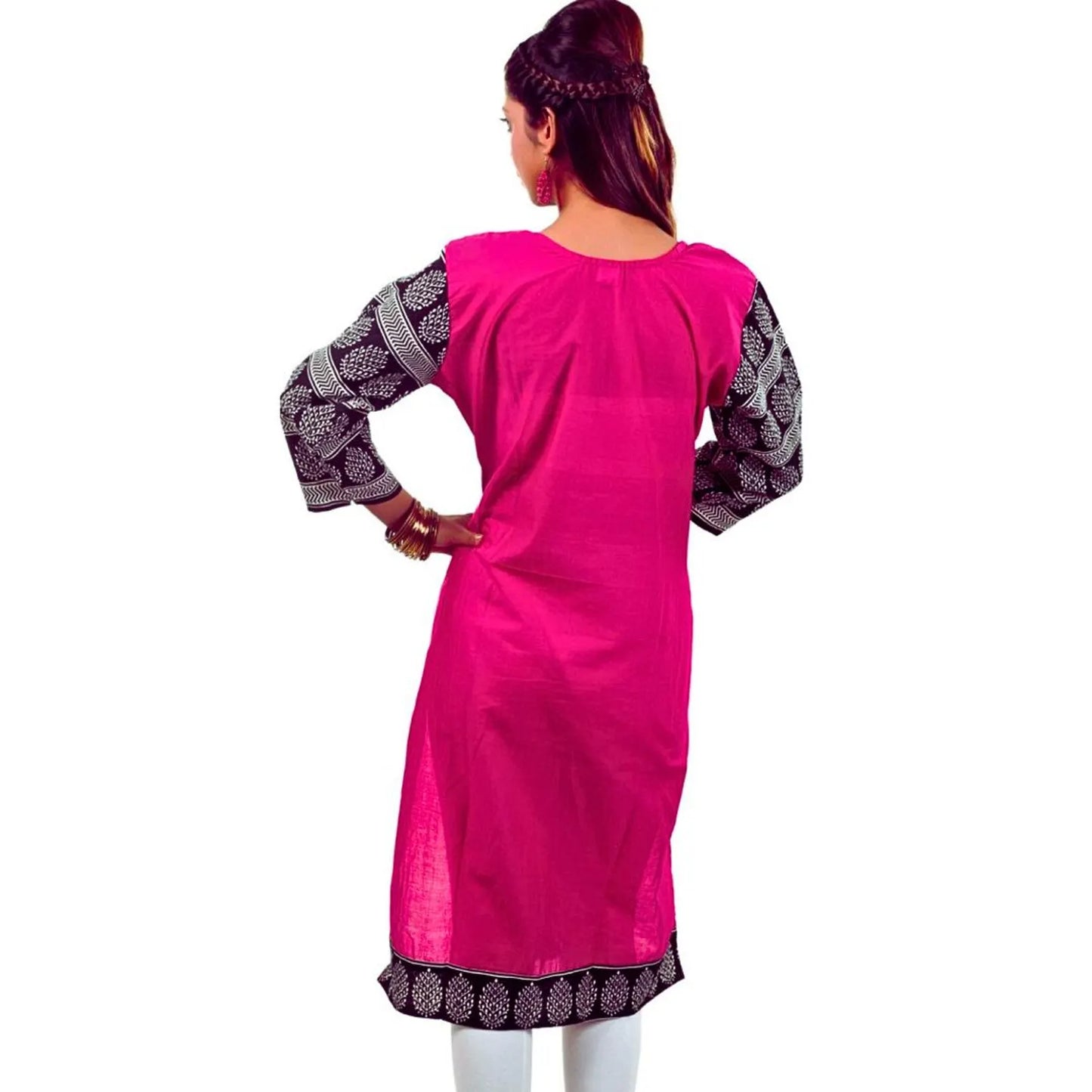 Pink Cotton Pintuck Kurta for Women