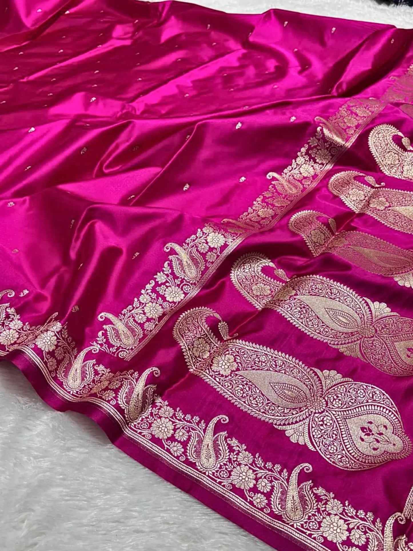 Women's Banarasi Mashru Silk Saree | Zari Woven Border, Festive Wear