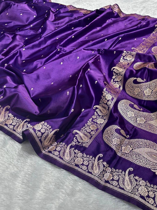 Women's Banarasi Mashru Silk Saree | Zari Woven Border, Festive Wear