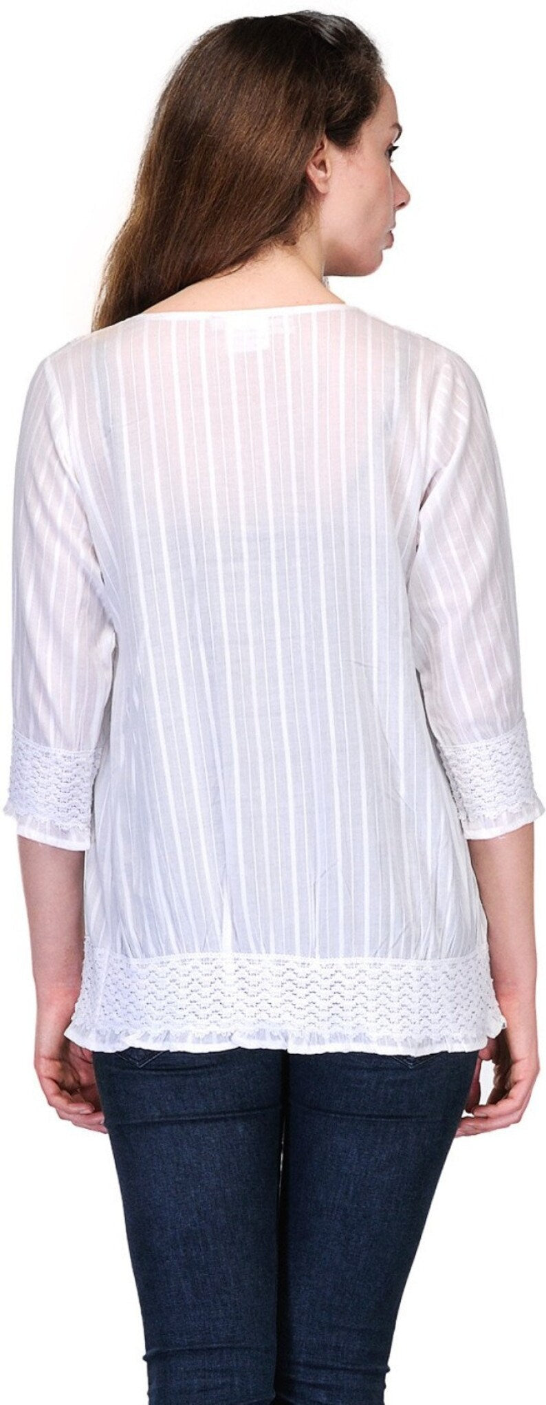 White Cotton Lace Top For Women , Chest 38 Inches  , FREE  DELIVERY