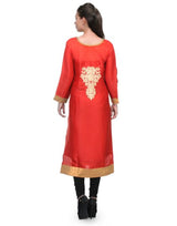 Red  Party Wear / Wedding Wear  Silk Satin  Kurta , Chest 42 Inches , FREE DELIVERY