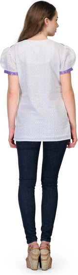 White Cotton Short Sleeve Top ,  Chest 38 Inches  , FREE  DELIVERY