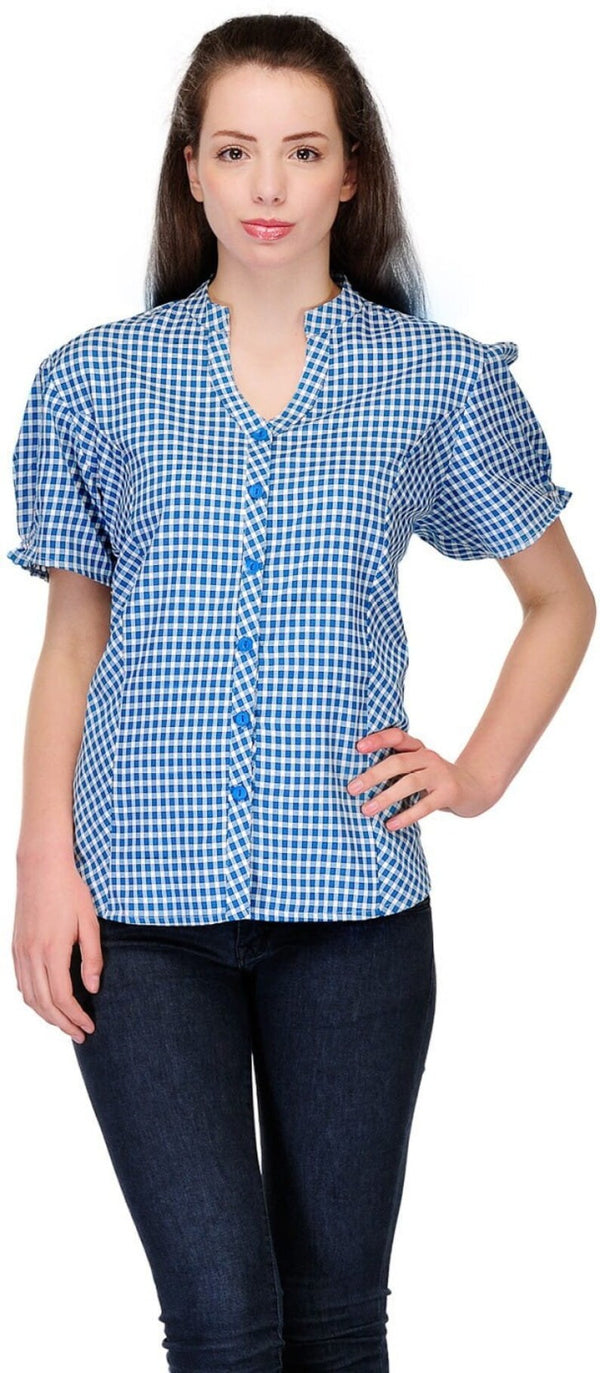 Blue Check Top for Women  , FREE  DELIVERY