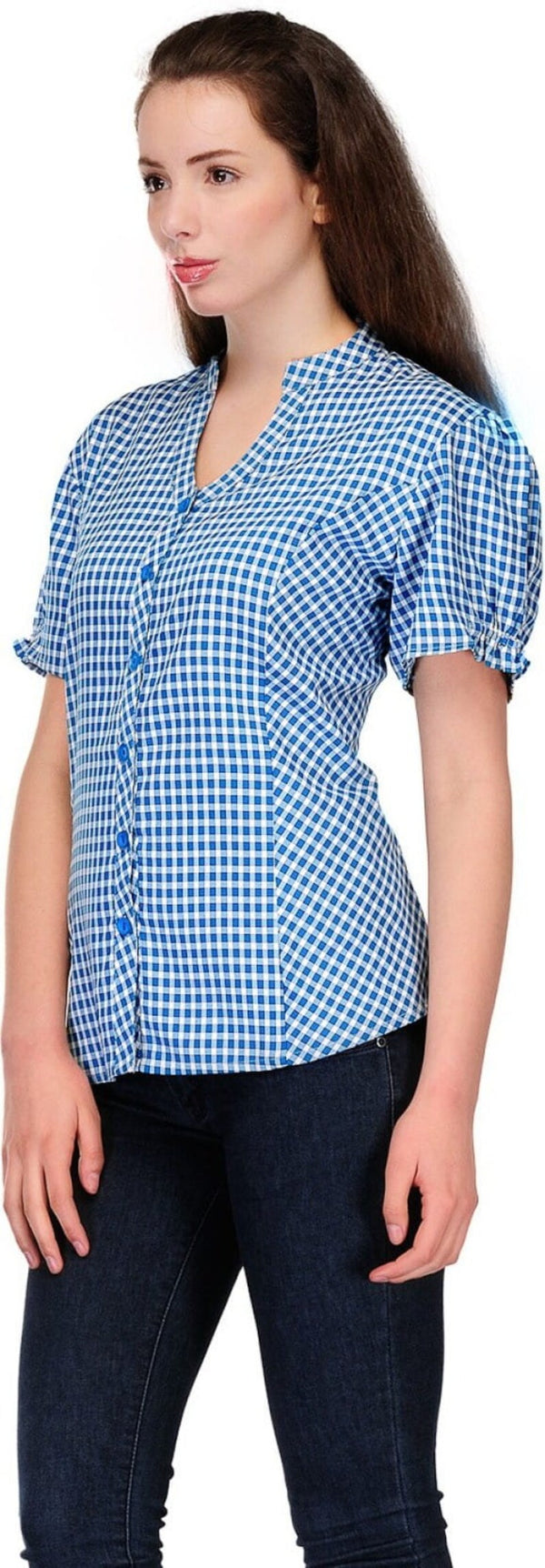 Blue Check Top for Women  , FREE  DELIVERY