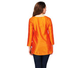 Orange Art Silk Embellished Kurti , FREE  DELIVERY