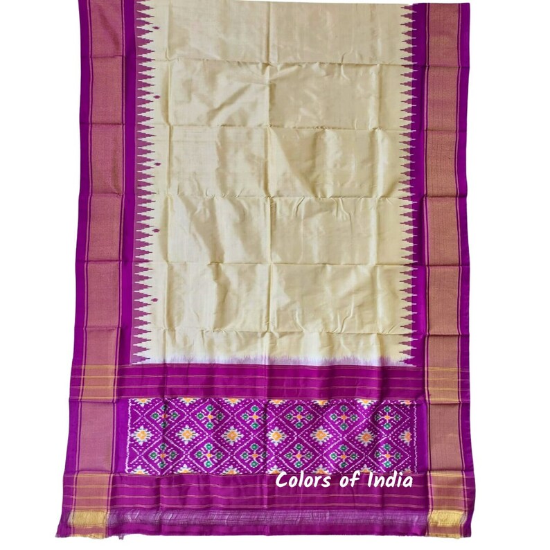 Offwhite    100 % Pure Silk Ikat Dupatta  , FREE  DELIVERY