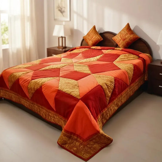 Handmade Patchwork King Size Quilt with Matching Cushion Covers