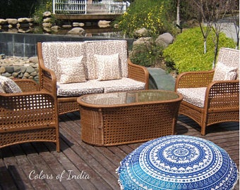 Blue  & White Large Size  Floor Cushion Cover / Round Cushion Cover  FREE  DELIVERY