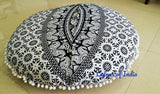 Black  and White  Large Size  Round Floor Cushion Cover,   FREE  DELIVERY