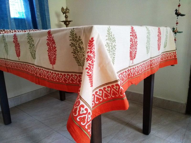 Cotton Hand Block Printed  6 Seater Table Cloth  , FREE  DELIVERY