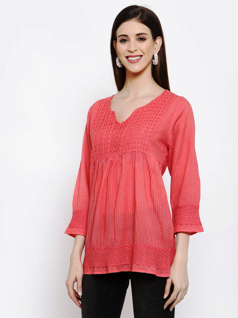 Womens Cotton Lace Top , Chest - 38 Inches , FREE DELIVERY