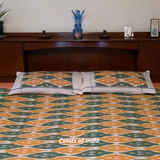 Queen Size Cotton Ikat Bedcover With Matching Pillow Covers , FREE  DELIVERY
