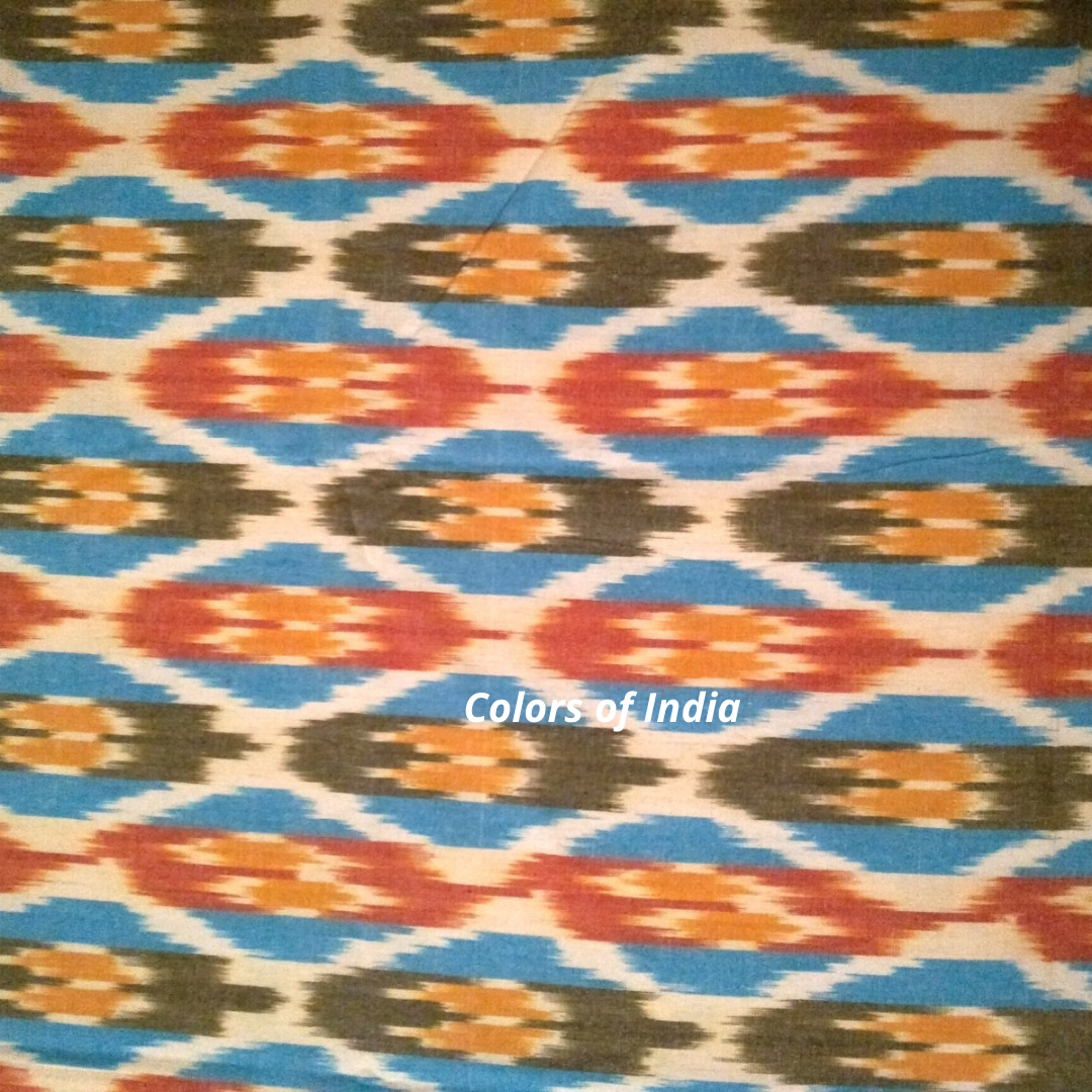 Blue Cotton  Queen Size Ikat Bedcover With Matching Pillow Covers