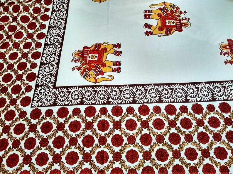 White Handblock Printed Cotton Queen Size Bedsheeet  , FREE  DELIVERY