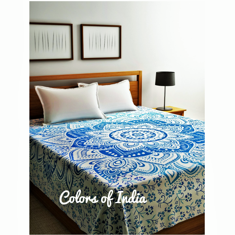 Blue Queen Size Cotton Bedsheet
