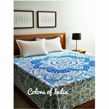 Blue Queen Size Cotton Bedsheet  , FREE  DELIVERY