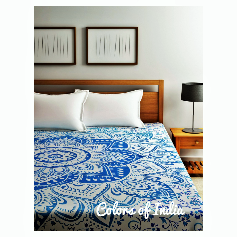 Blue Queen Size Cotton Bedsheet