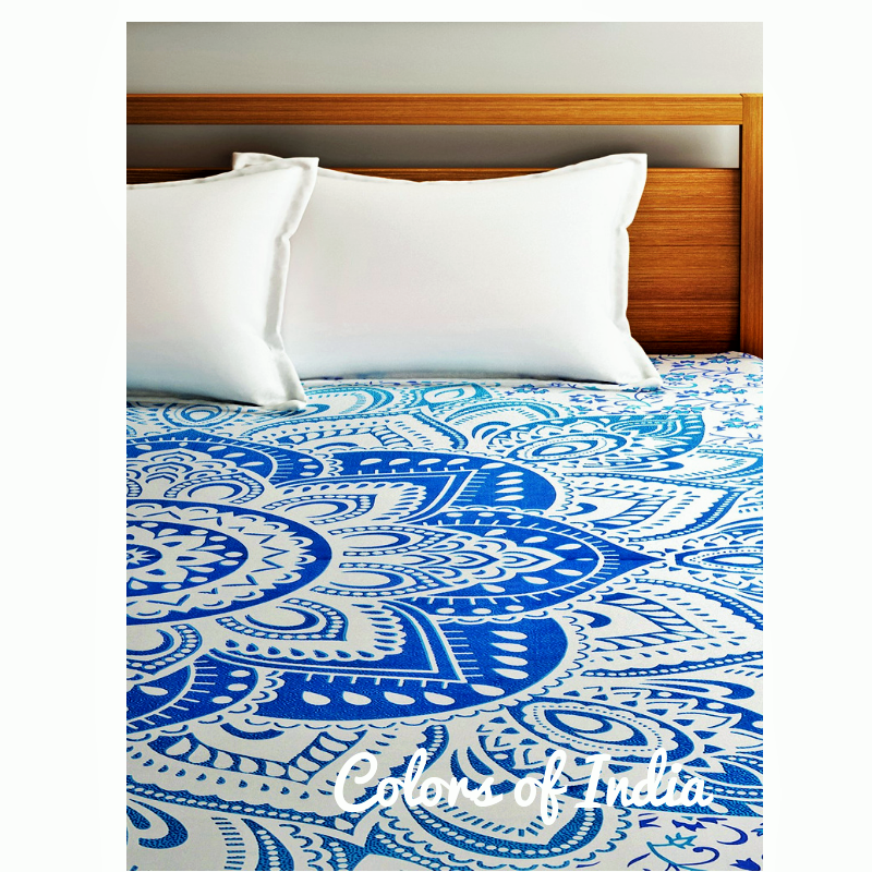 Blue Queen Size Cotton Bedsheet