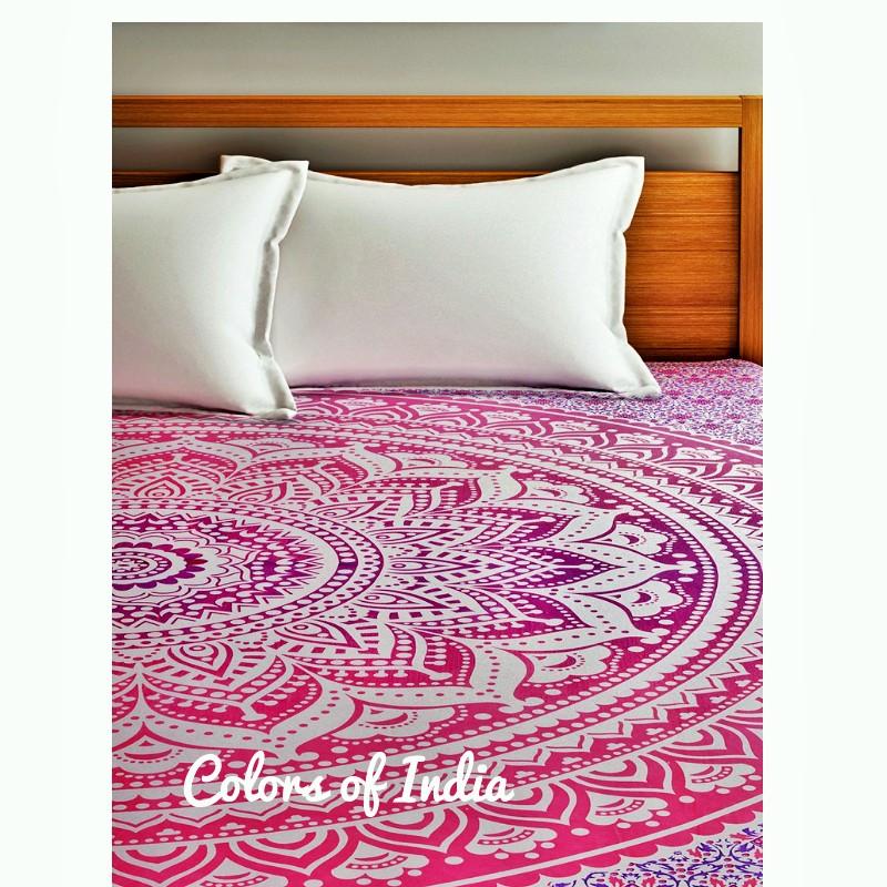 Queen size cotton bedsheet with 2 White Pillow Covers