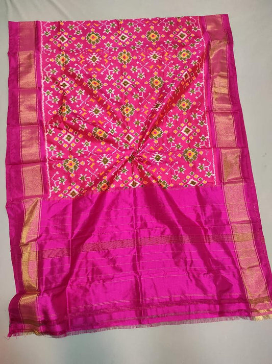 Pink  100 % Pure Silk Ikat Dupatta  , FREE  DELIVERY