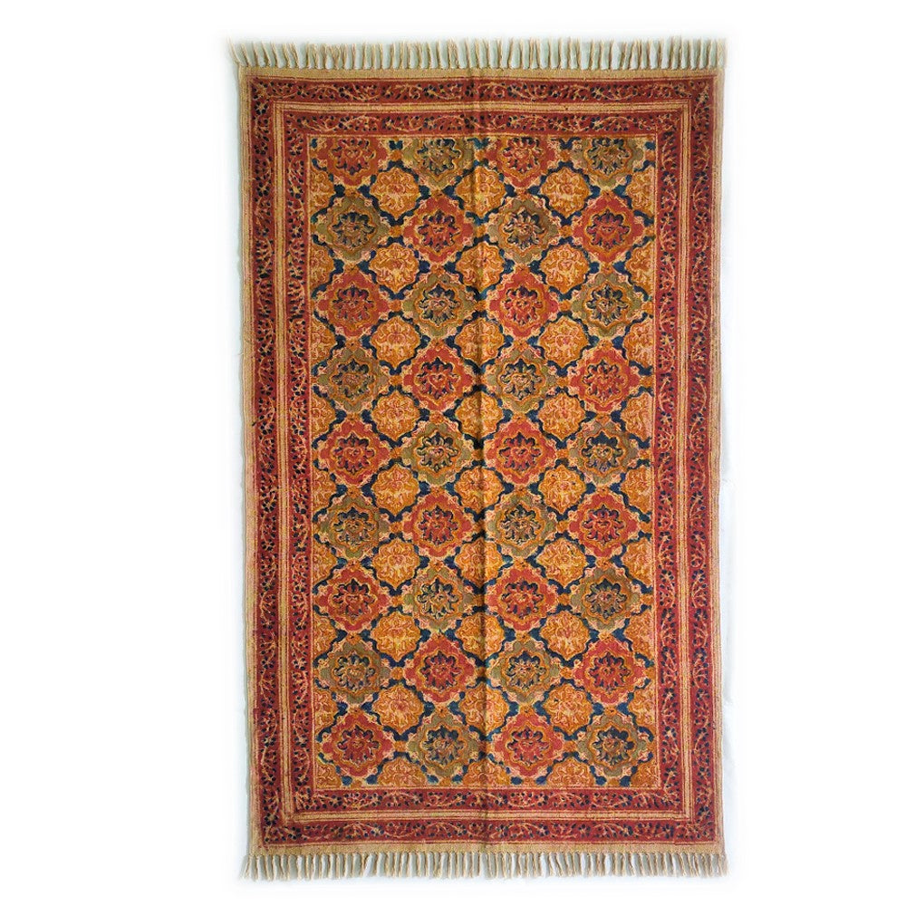 Rhombus  Kalamkari  Handmade Dhurrie / Rug / Runner , FREE  DELIVERY