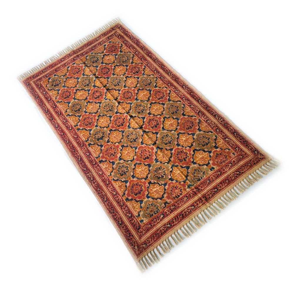 Rhombus  Kalamkari  Handmade Dhurrie / Rug / Runner , FREE  DELIVERY