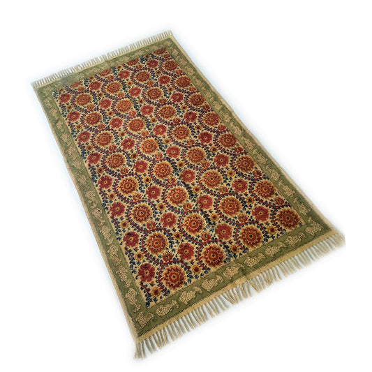 Rust  Kalamkari  Handmade Rug / Dhurrie  / Runner ,