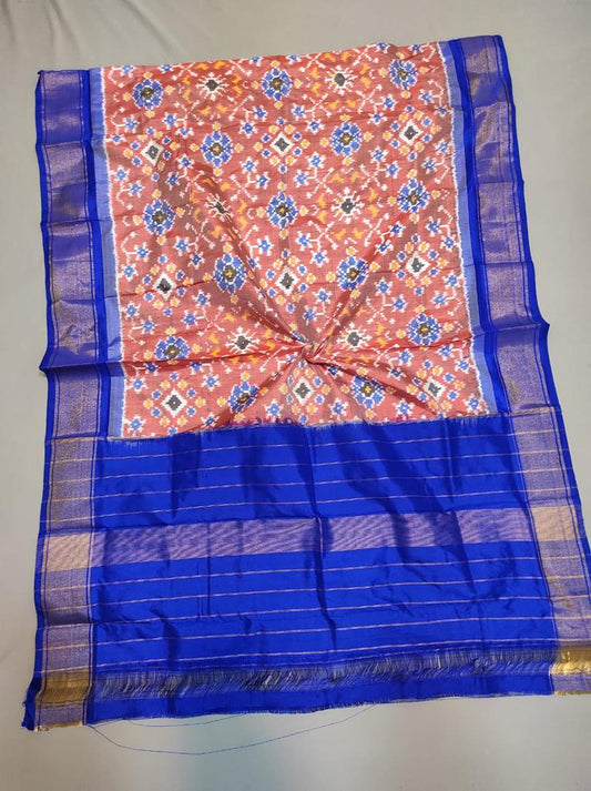 Blue / Brown  100 % Pure Silk Ikat Dupattas , FREE DELIVERY