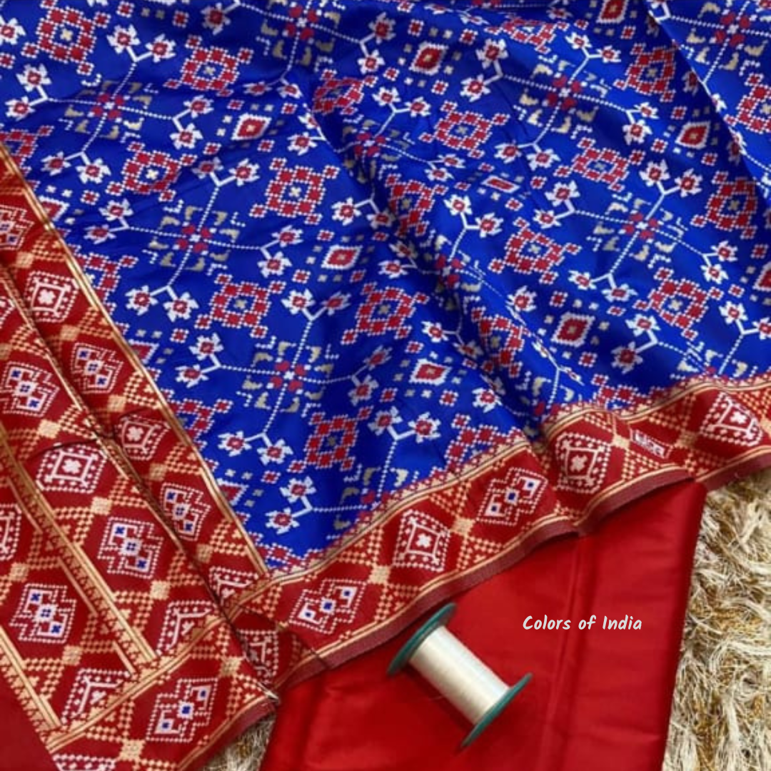 Banarasi  Plain Silk Suit with Patola Silk Dupatta  , FREE  DELIVERY