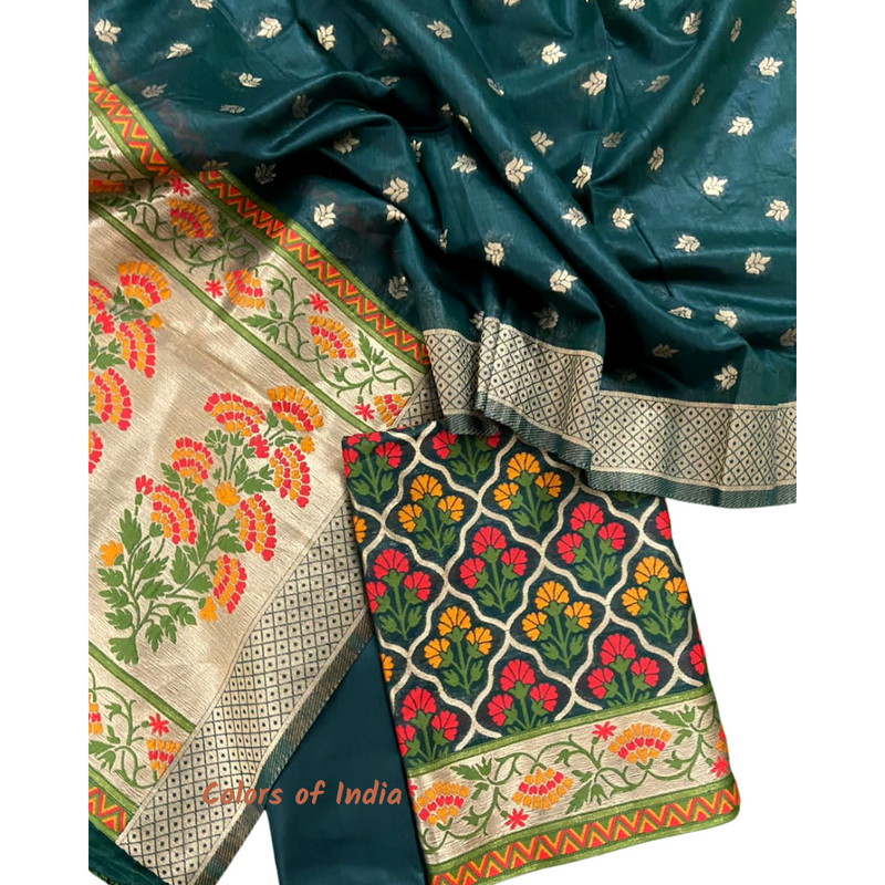 Banarasi Cotton Unstitched Suits  , FREE  DELIVERY