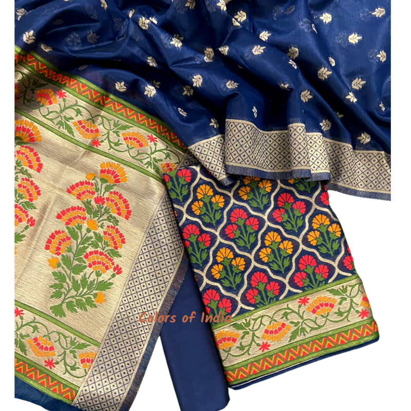 Banarasi Cotton Unstitched Suits  , FREE  DELIVERY