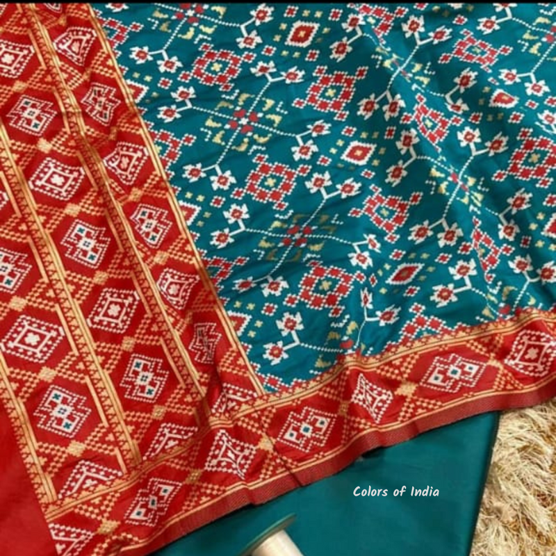 Banarasi  Plain Silk Suit with Patola Silk Dupatta  , FREE  DELIVERY