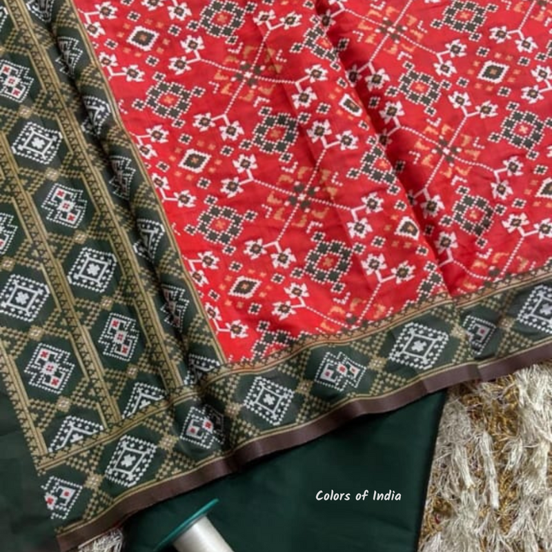 Banarasi  Plain Silk Suit with Patola Silk Dupatta  , FREE  DELIVERY