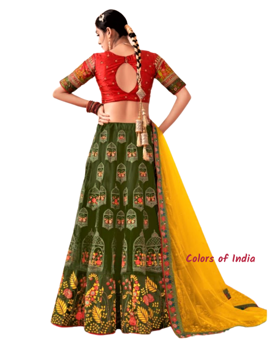 Embroidered Lehenga Choli Dupatta Set   , FREE  DELIVERY