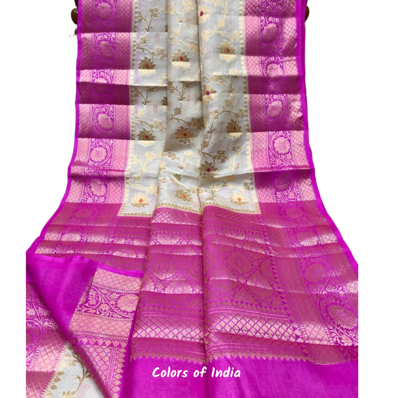 Banarasi  saree with double border  and heavy pallu   , FREE  DELIVERY