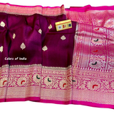 Semi Georgette  Banarasi  sarees with double border  and heavy pallu   , FREE  DELIVERY