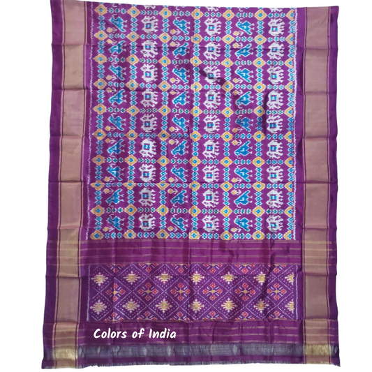 Purple  100 % Pure Silk Ikat Dupatta  , FREE  DELIVERY