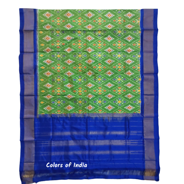 Blue / Green  100 % Pure Silk Ikat Dupattas , FREE  DELIVERY